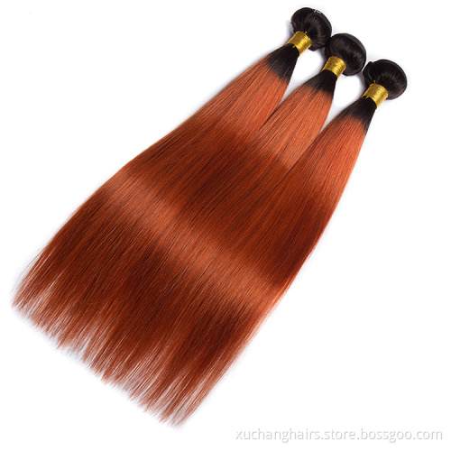 Pre-Colored Straight Hair: 1B/350 Ombre Human Bundles